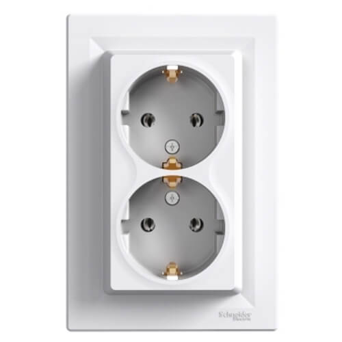 Контакт шуко двоен 2P+E Бял с рамка - SCHNEIDER ELECTRIC Asfora EPH9900121