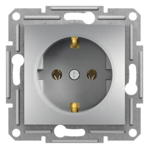 Контакт Шуко 16A  без рамка Алуминий - SCHNEIDER ELECTRIC Asfora EPH2900161