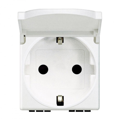 Контакт шуко 2P+E с капаче 2М Бял - bticino Livinglight N4141PW