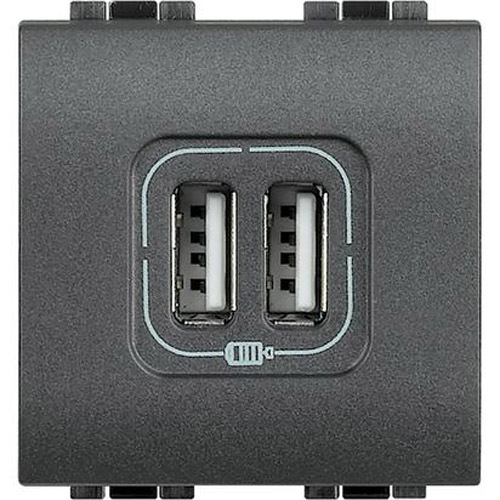 Контакт 2xUSB 1500mA 2М Антрацит - bticino Livinglight L4285C2