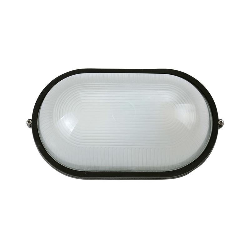 Аплик max. 1x60W E27 IP44, AL+glass, овал, цвят черен, р-ри 213x107x95mm - VL LED VK/01005/B