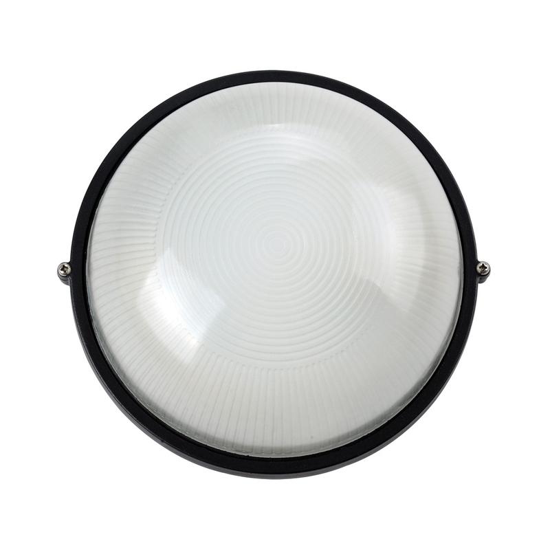 VK/01014/B  Плафониера за max 1x60W E27 IP44, AL+glass, цвят черен, р-ри Ø240x128mm - VL LED VK/01014/B