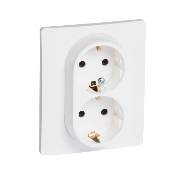 Контакт шуко двоен с рамка 2P+E 16A Бял - Legrand Niloe 764534