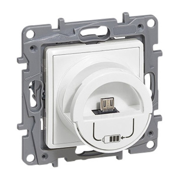 Зарядна станция micro USB 2400mA Бял - Legrand Niloe 764596