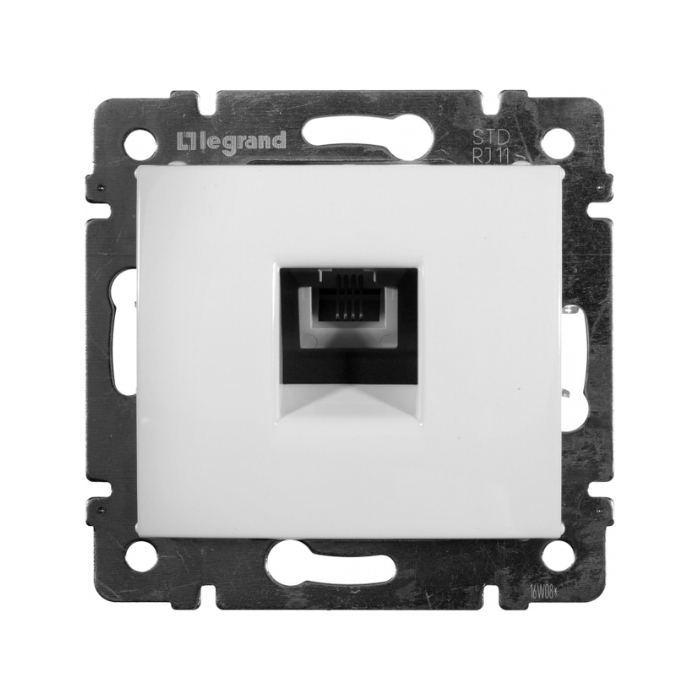 Блистер Valena Телефонна розетка RJ 11 2 пина Бял с рамка - Legrand Valena 692709