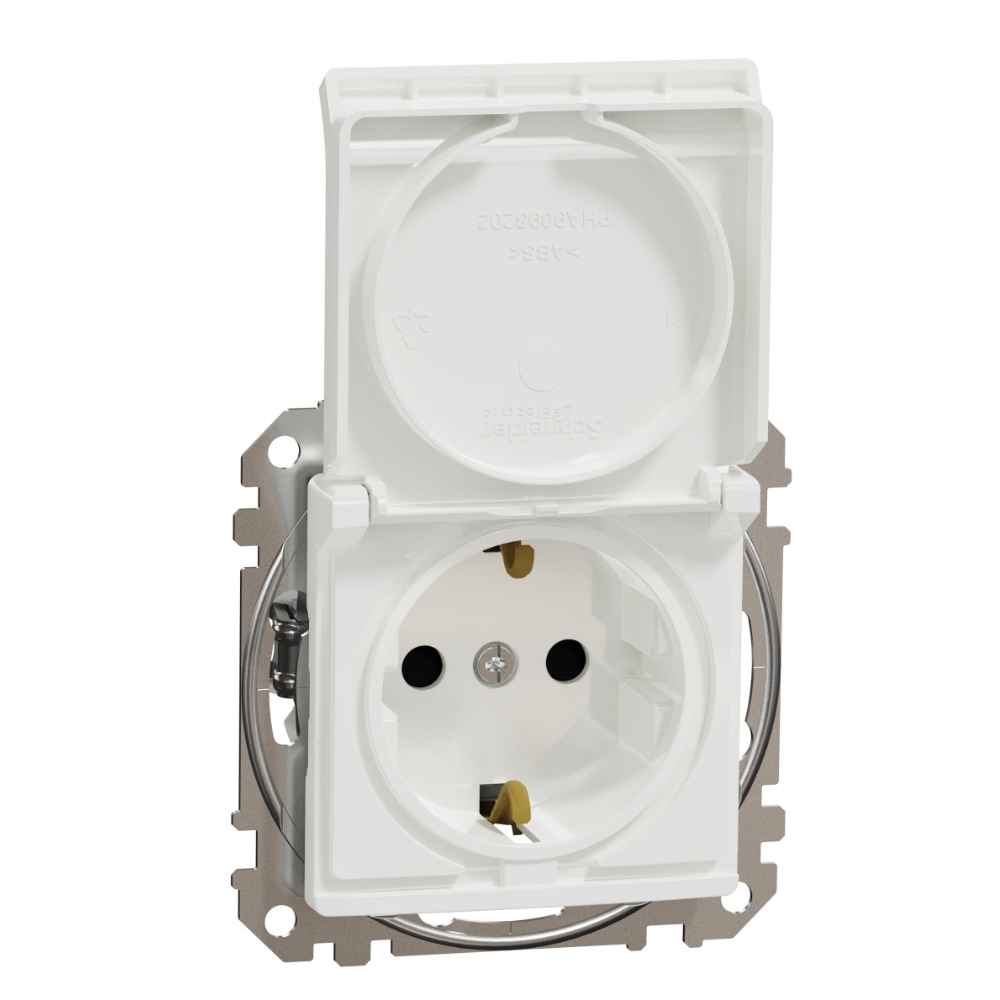 Контакт Шуко 2P+E 16A авт. клеми детска защита капак Бял  - SCHNEIDER ELECTRIC Sedna Design SDD111024