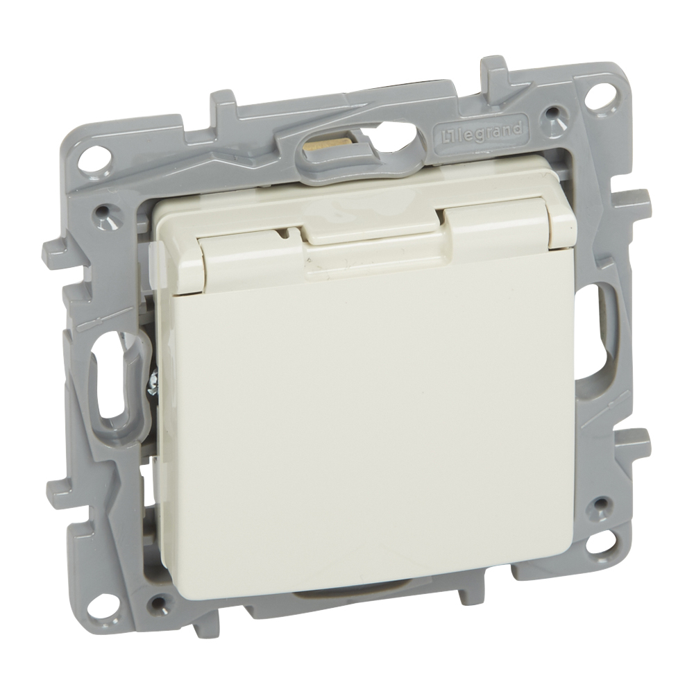 Контакт шуко с капаче и детска защита 2P+E 16A IP21 Крем - Legrand Niloe 764632