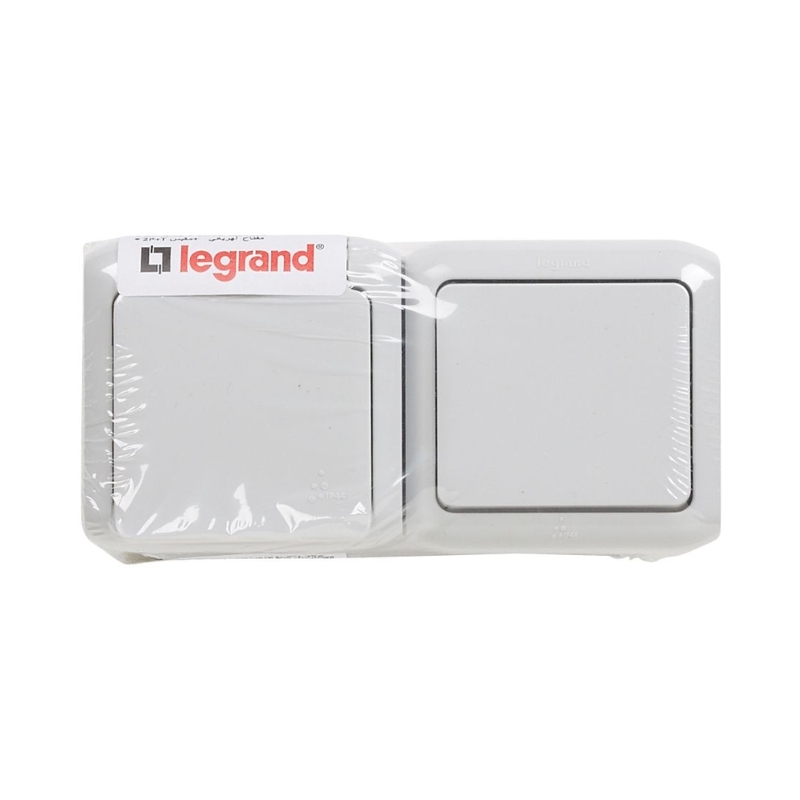 Блок еднополюсен ключ с шуко 2P+E 16A с детска защита IP44 Сив - Legrand Forix 782391