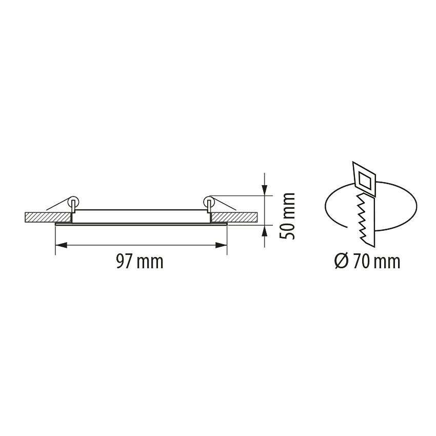 LED стъклен панел кръг IP44  220V-240V AC 120° 6W 2700K SMD 2835 RAIN DROP