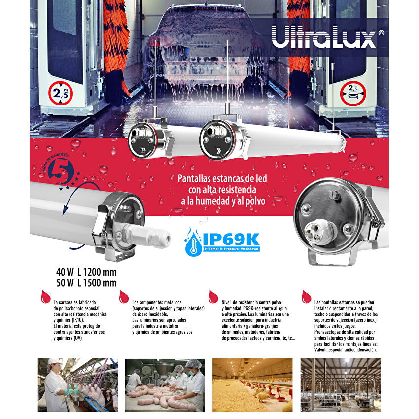 LED цинилндрично индустр. осв. тяло IP69K IK10 220V-240V AC 180/360 50W 4000K SMD 2835 - Image 3