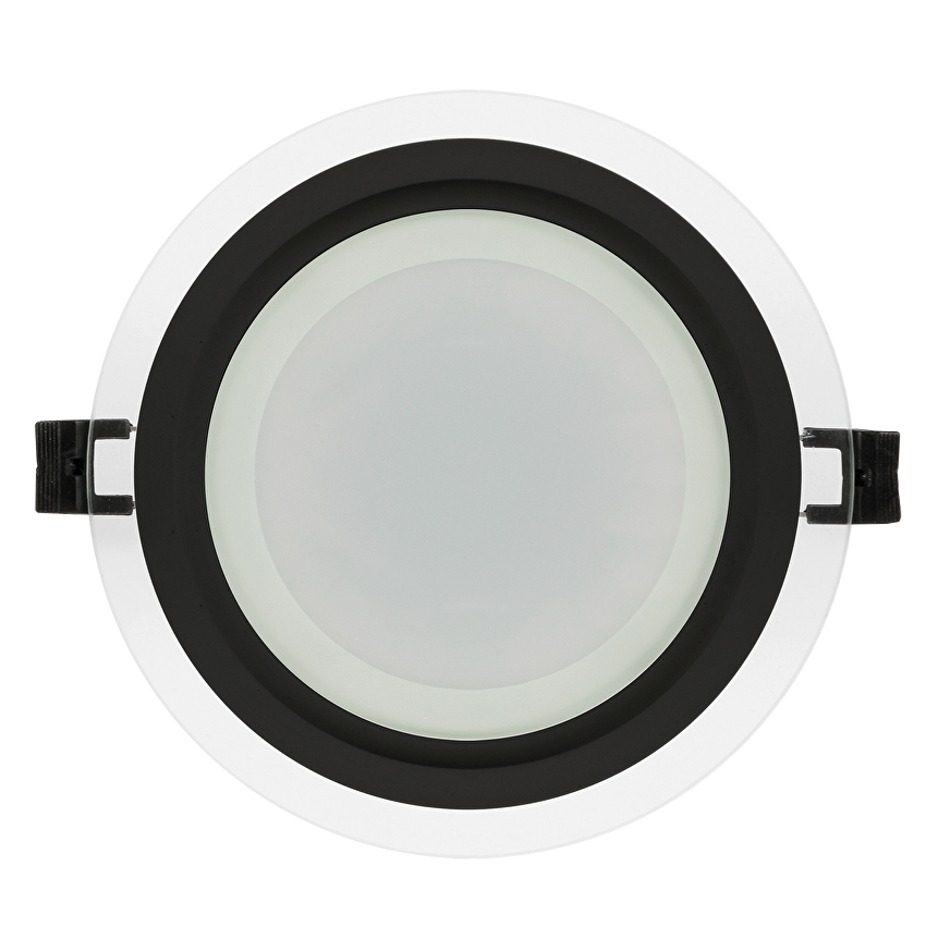 LED стъклен панел кръг IP44 черен ринг  220V-240V AC 120° 18W 4200K SMD 2835 RAIN DROP