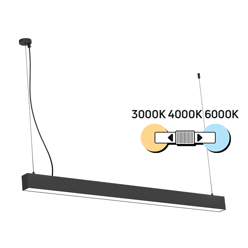 LED линейно осв. тяло |  модулно |  1.2м |  CCT |  черно |   IP20  220V-240V AC 120° 40W 3000/4000/6000K