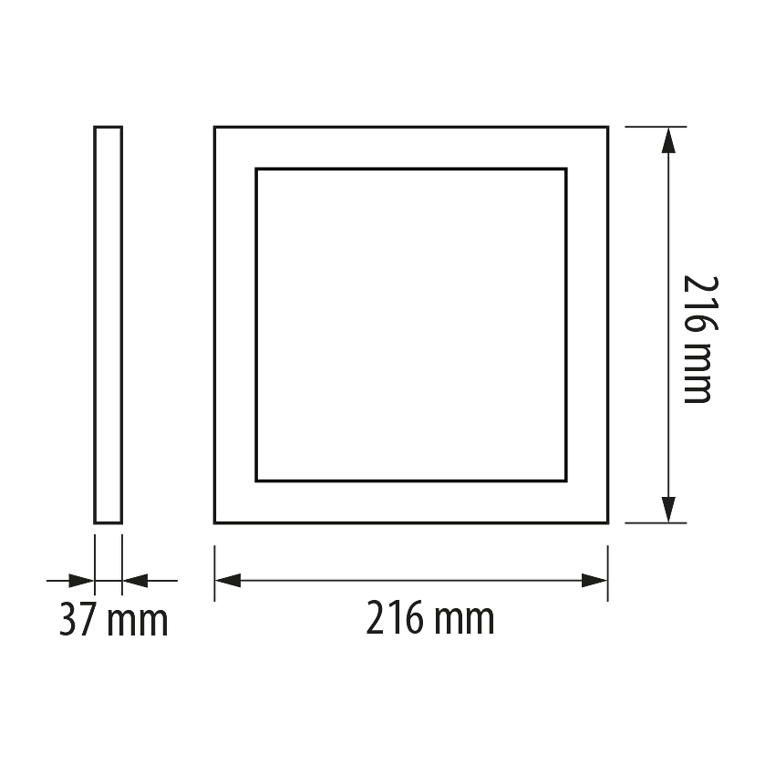 LED панел за външен м-ж квадрат топла 220V-240V AC 120° 18W 2700K SMD 2835 - Image 2