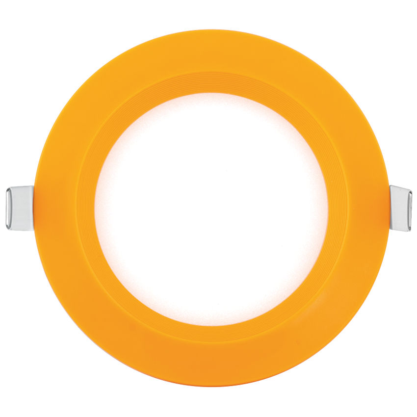 LED панел за вграждане кръг оранжева рамка топла  110-265V 120° 6W 2700K SMD 2835